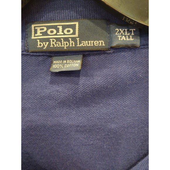 Polo Ralph Lauren 2XLT Mens Long Sleeve Polo Shirt Blue Pique Pony Golf - Picture 4 of 4